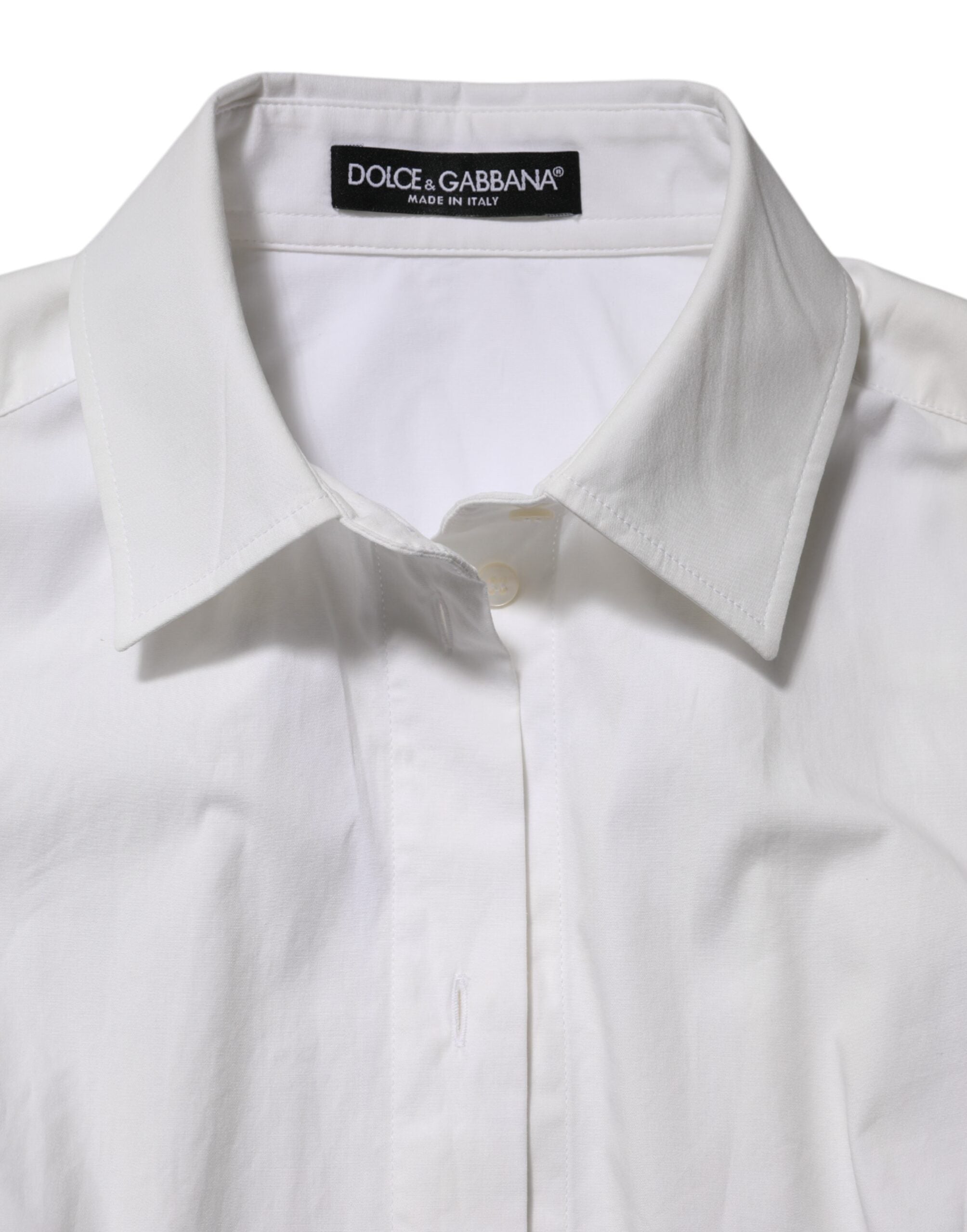 White Cotton Collared Long Sleeves Top Shirt