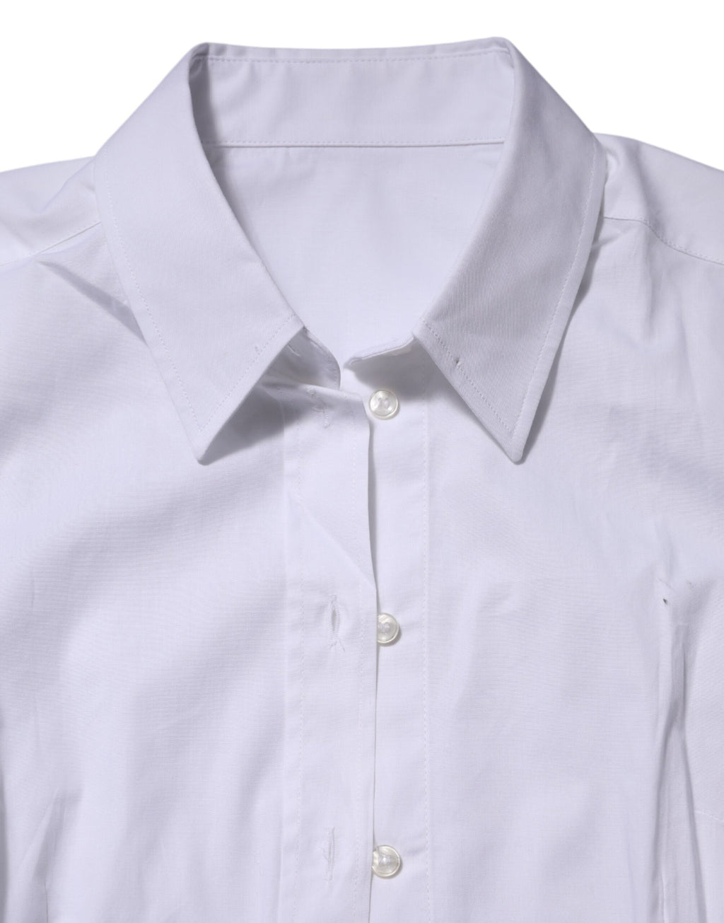 White Cotton Collared Long Sleeves Top Shirt
