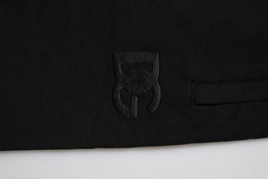 Black Cotton Logo Tape Men Jogger Pants