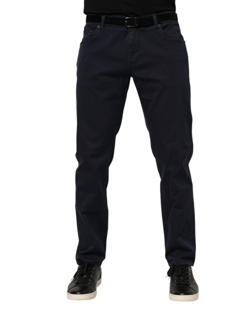 Blue Cotton Tapered Denim Jeans