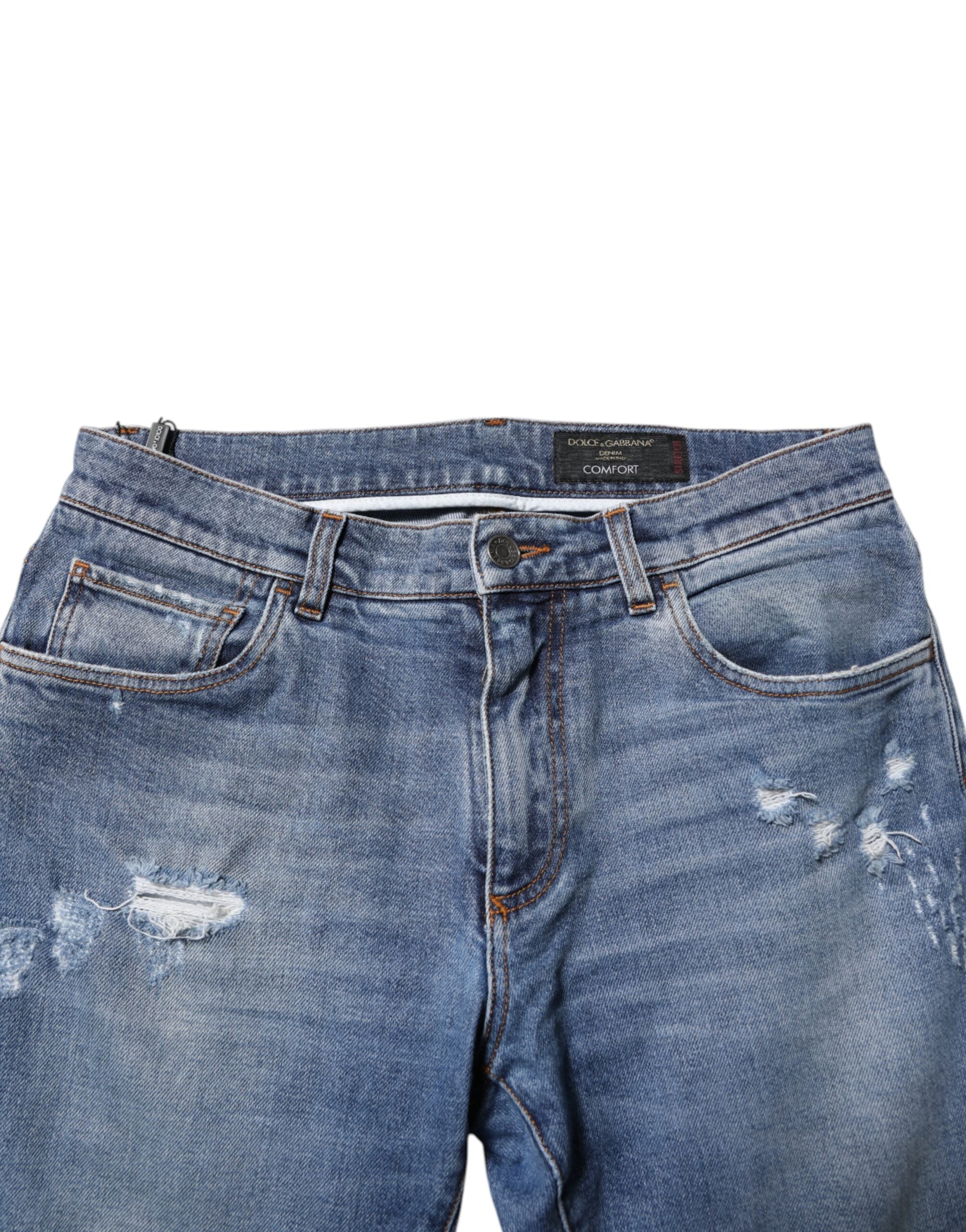 Blue Cotton Logo Plaque COMFORT Denim Jeans