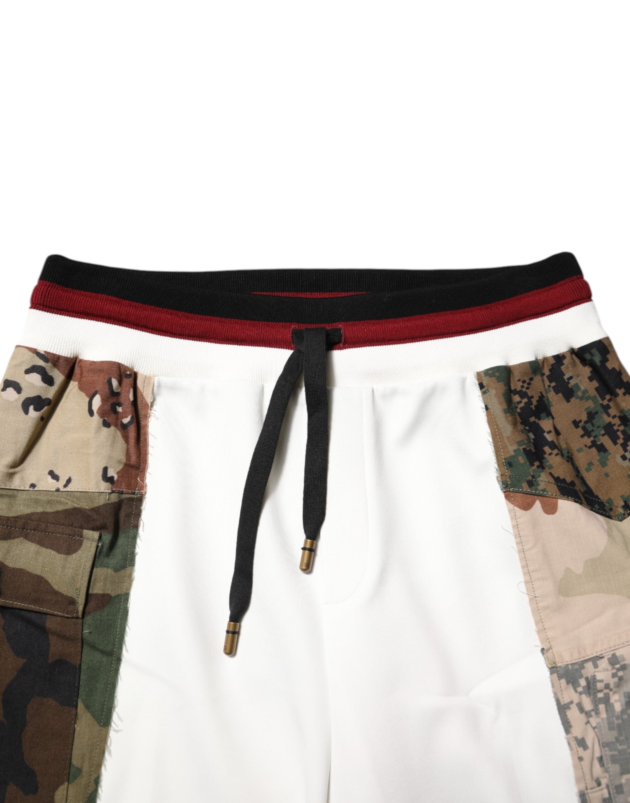 White Patchwork Mens Jogger Pants
