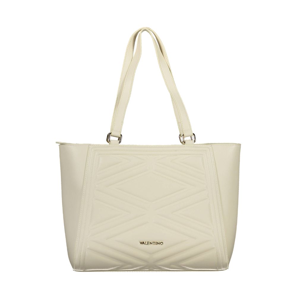 Beige Polyurethane Women's Bag with Adjustable Shoulder Strap