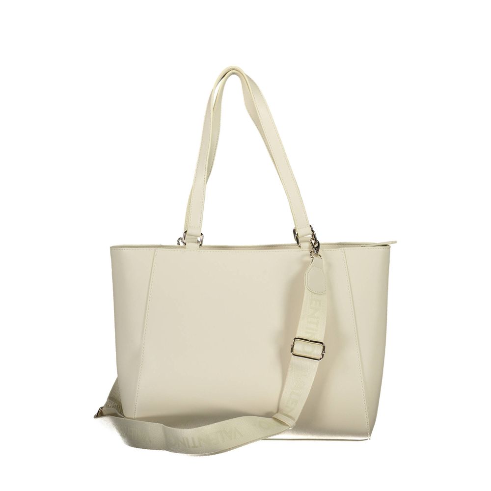 Beige Polyurethane Women's Bag with Adjustable Shoulder Strap