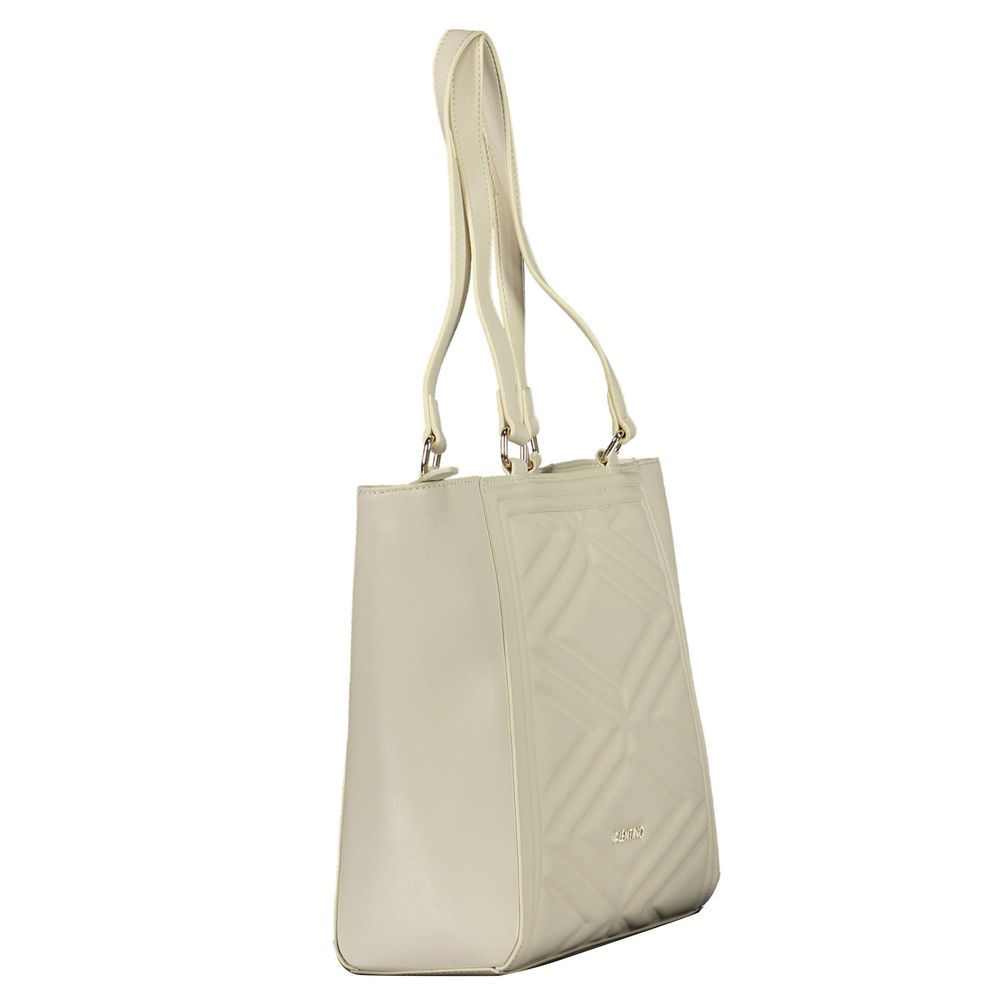 Beige Polyurethane Women's Bag with Adjustable Shoulder Strap