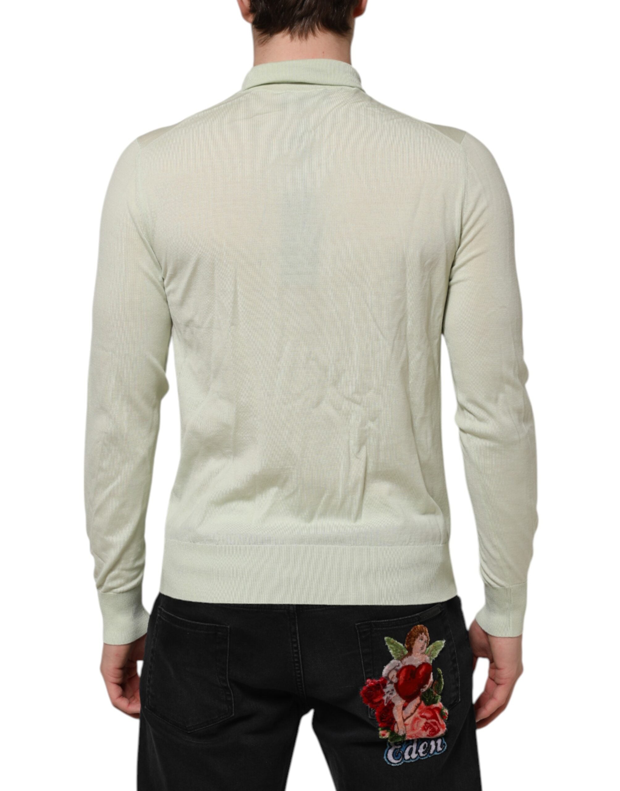 Mint Green Wool Turtleneck Pullover Sweater