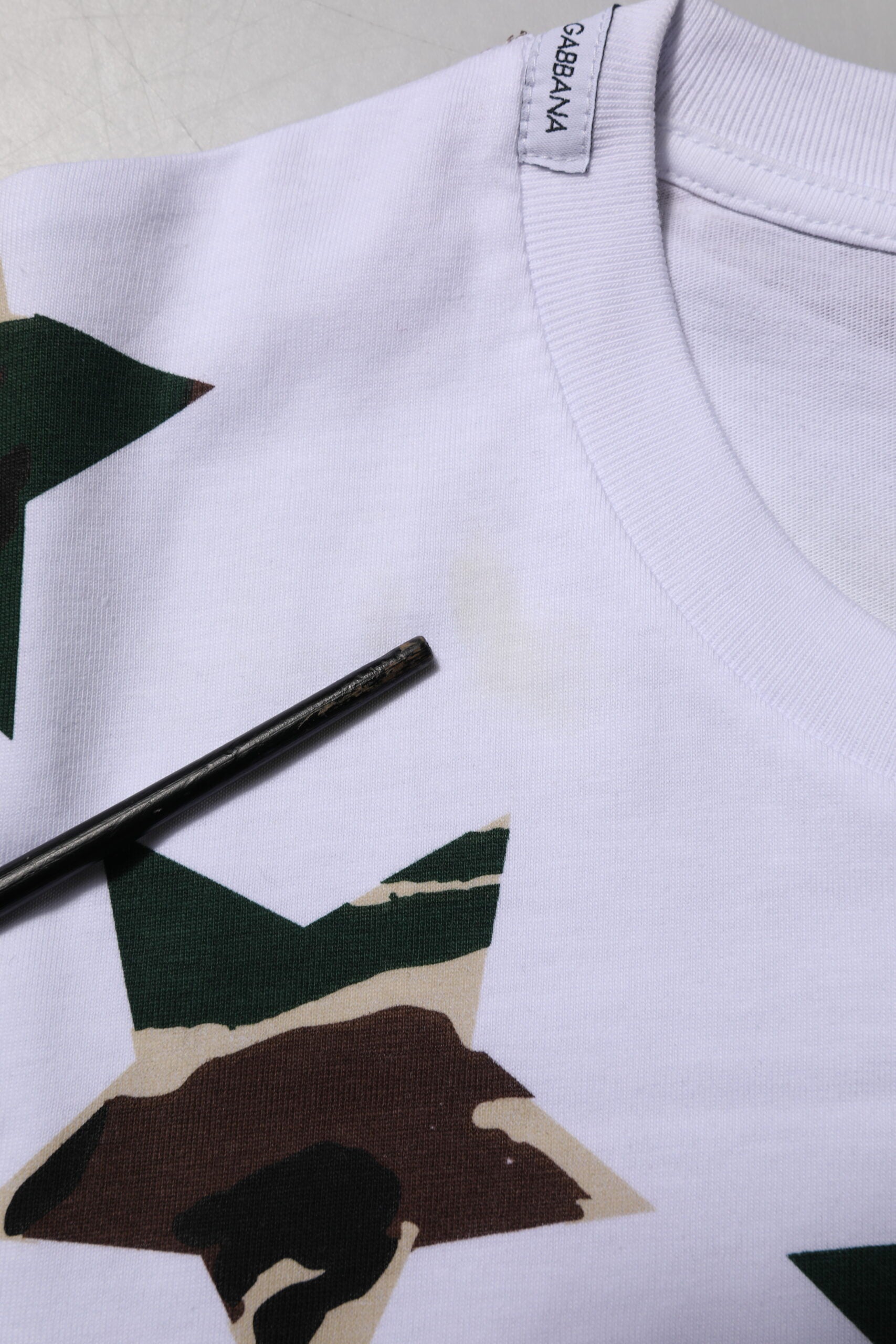 White Camouflage Cotton Men Crew Neck T-shirt