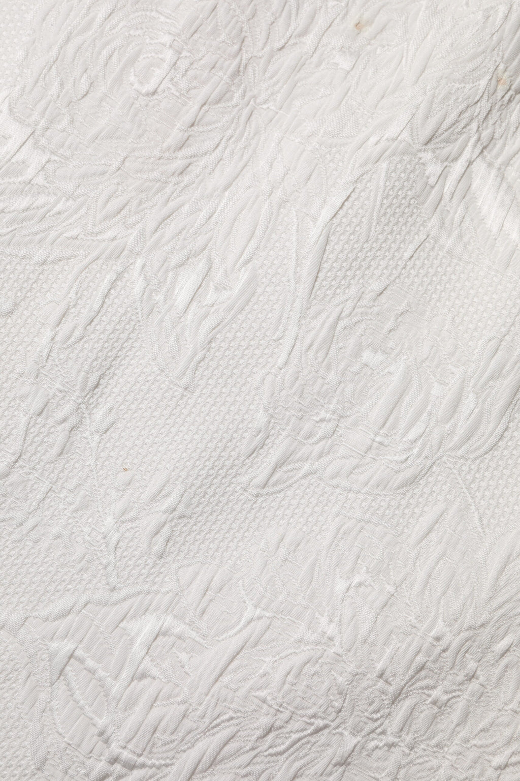 White Floral Brocade A-line High Waist Skirt