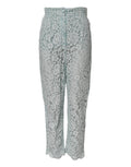 Mint Green Cotton Floral Lace Trousers Pants