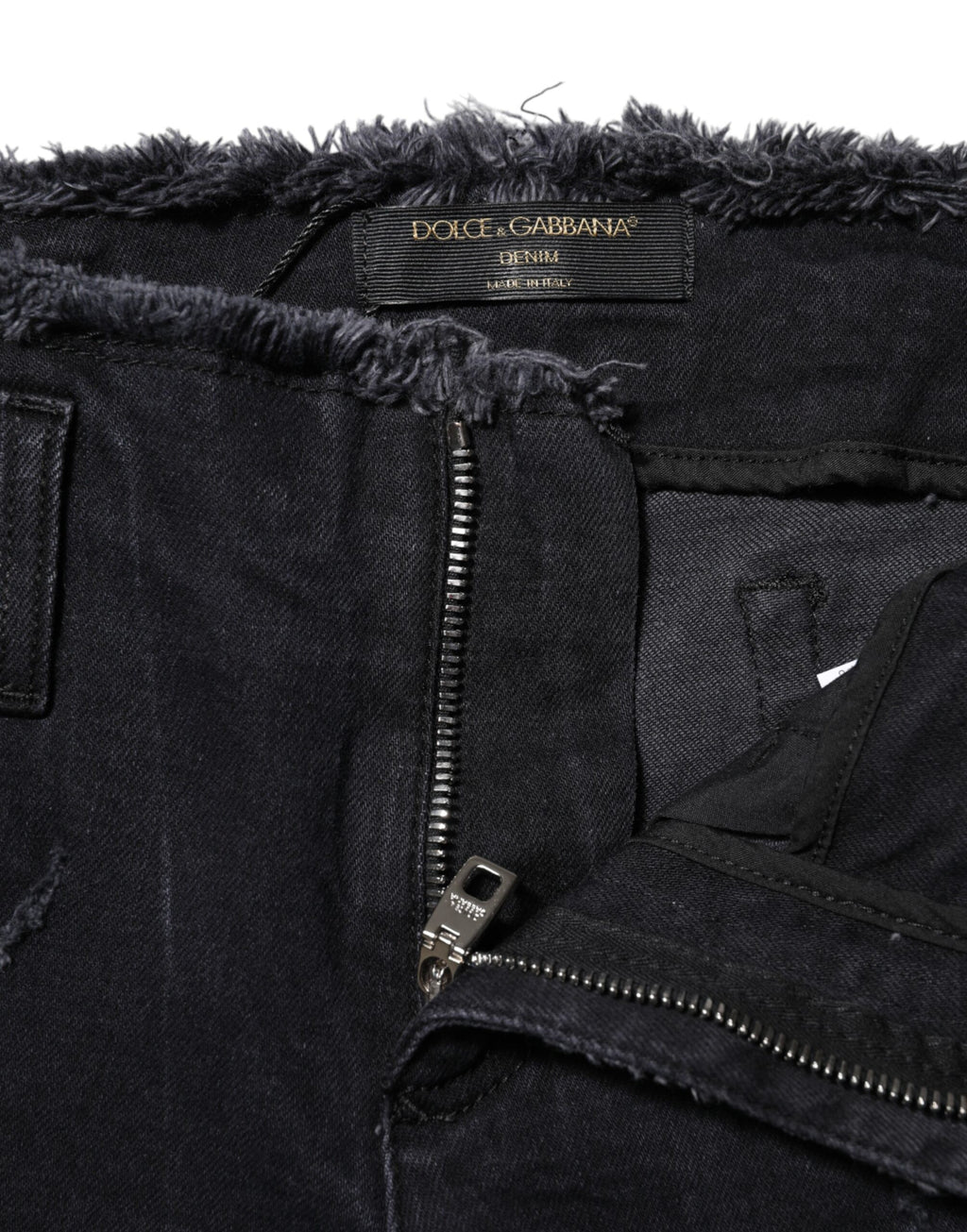 Black Cotton Tattered Skinny Denim Jeans