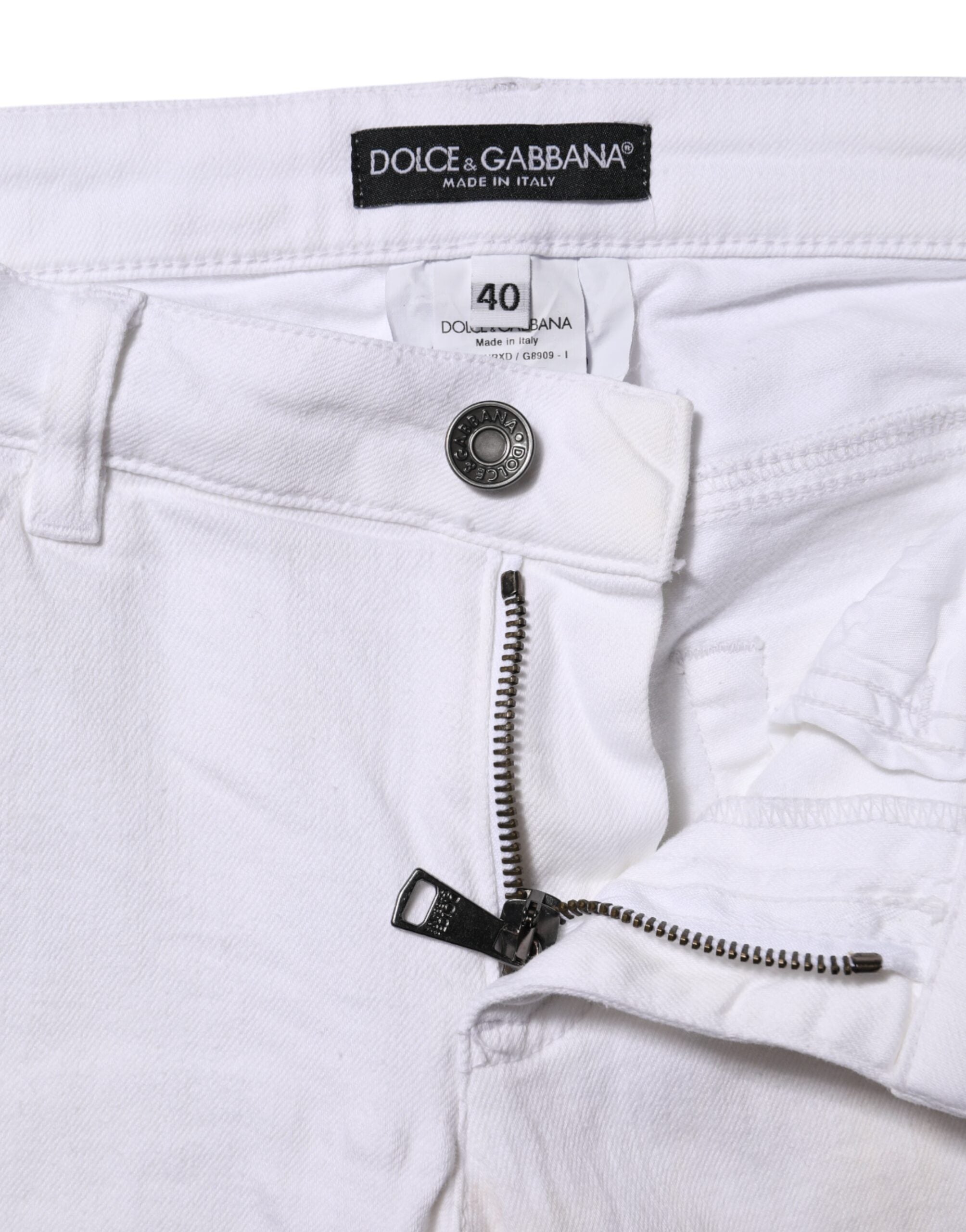White Cotton Low Waist Skinny Denim Jeans