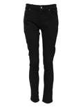 Black Cotton Logo Skinny Mid Waist Denim Jeans