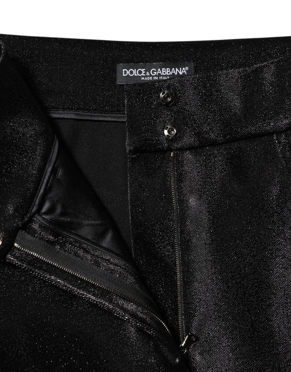 Black Cotton Stretch Lurex Thread Skinny Pants