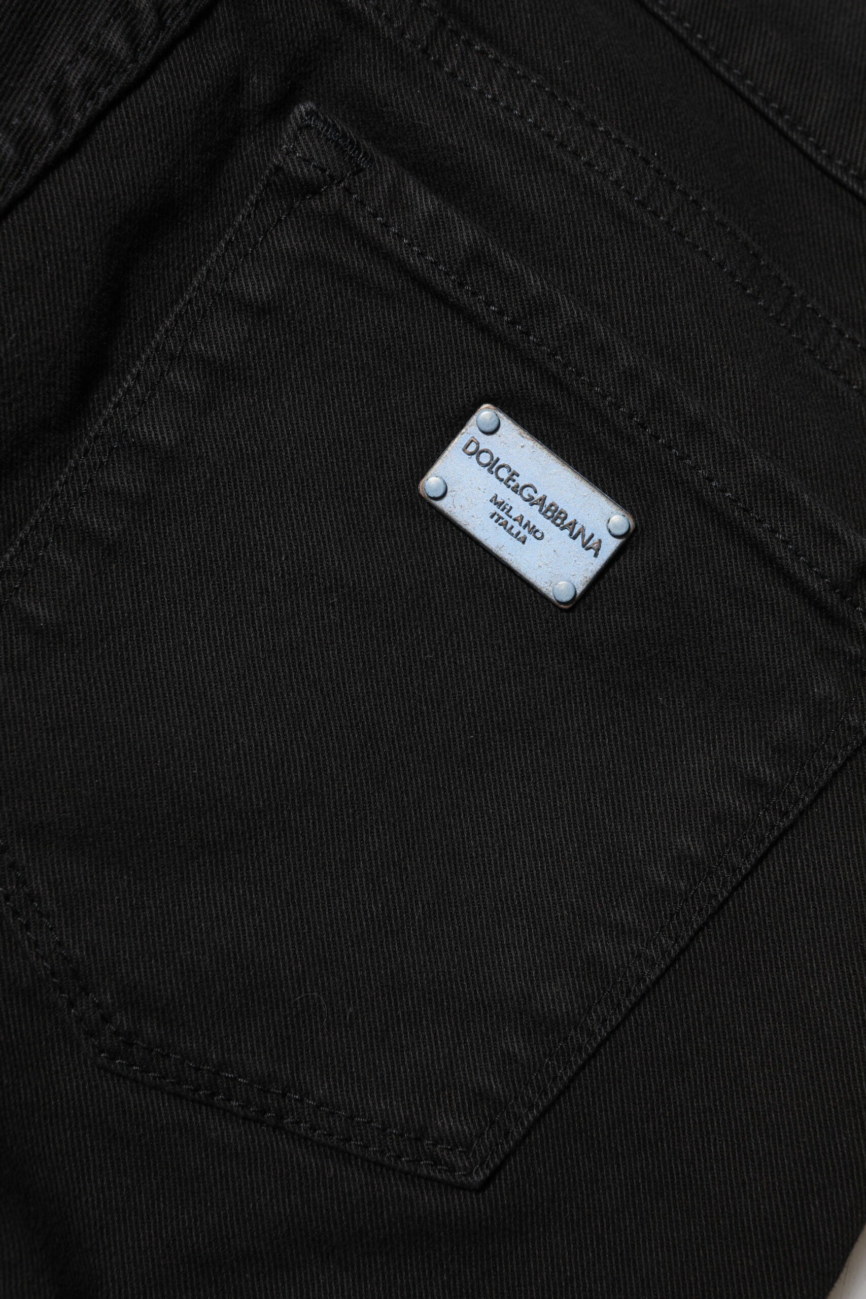 Black Cotton Logo Skinny Mid Waist Denim Jeans