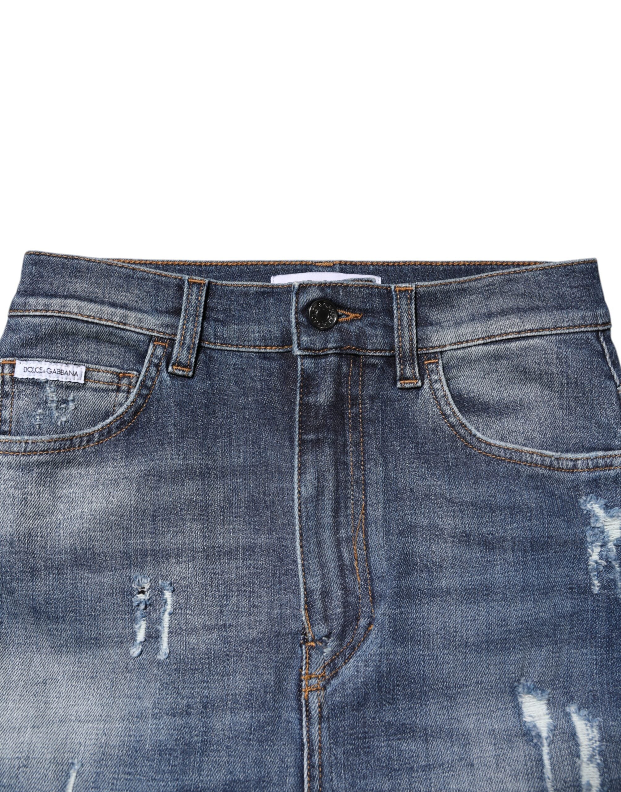 Blue Cotton HighWaist Skinny Denim Jeans