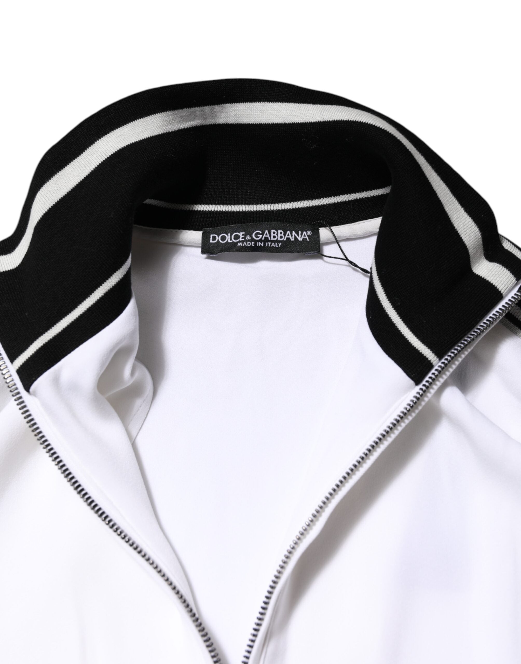 White Viscose Logo Women Full Zip Jacket