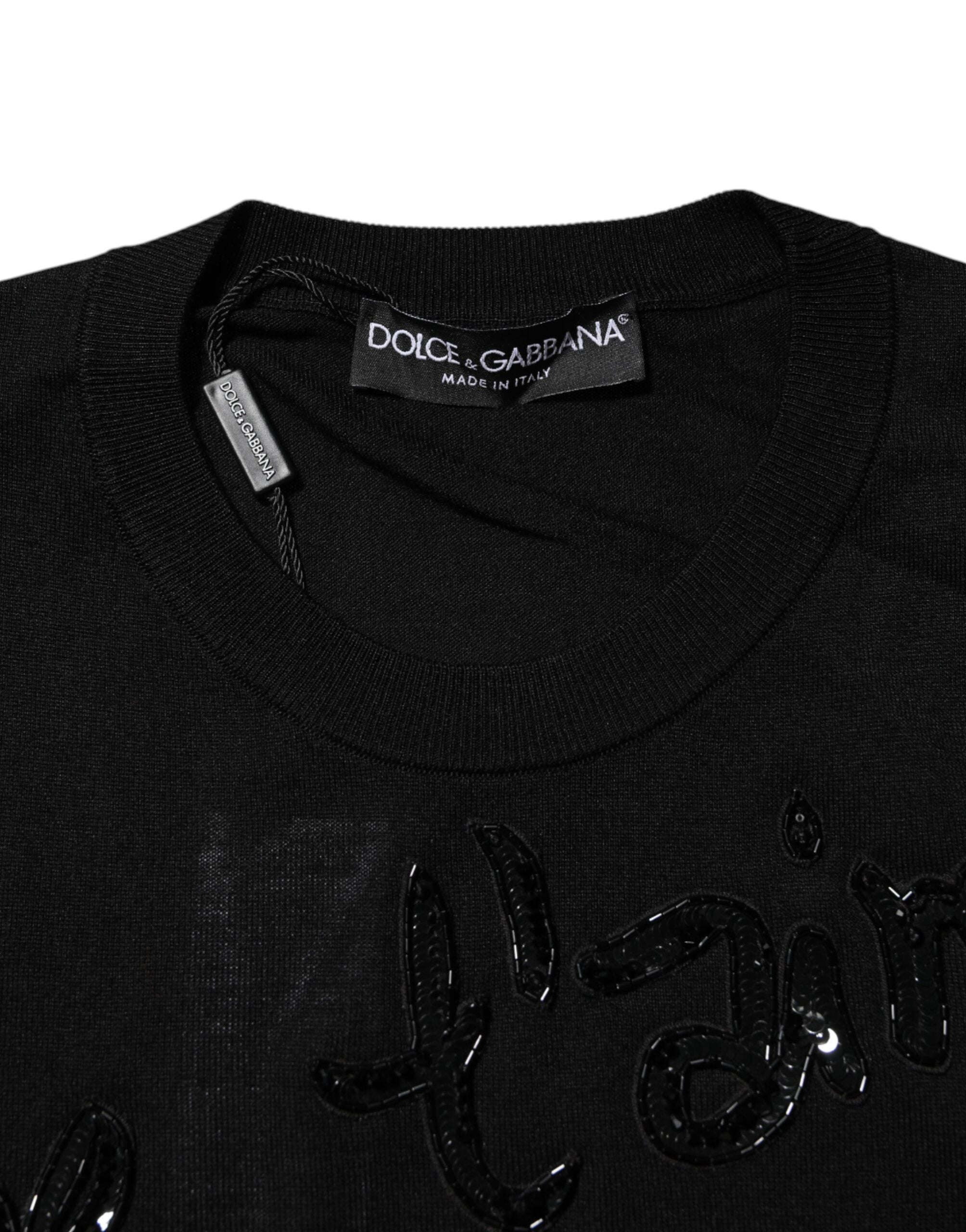 Black Rose Sequin Embellishments Blouse Top