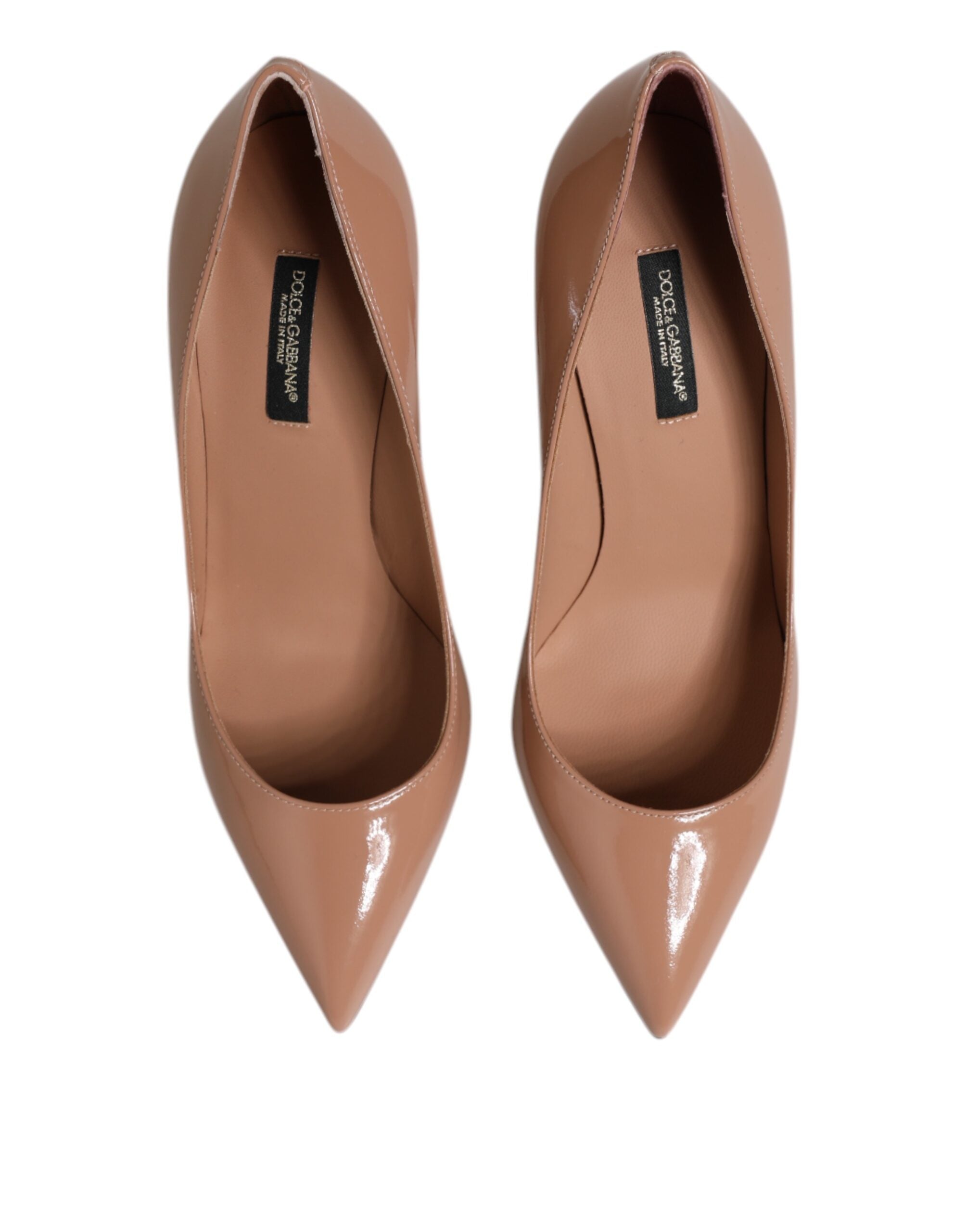 Beige Patent Leather Stiletto Heel Pump Shoes