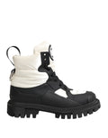 Black White Padded Lace Up Short Boots Shoes