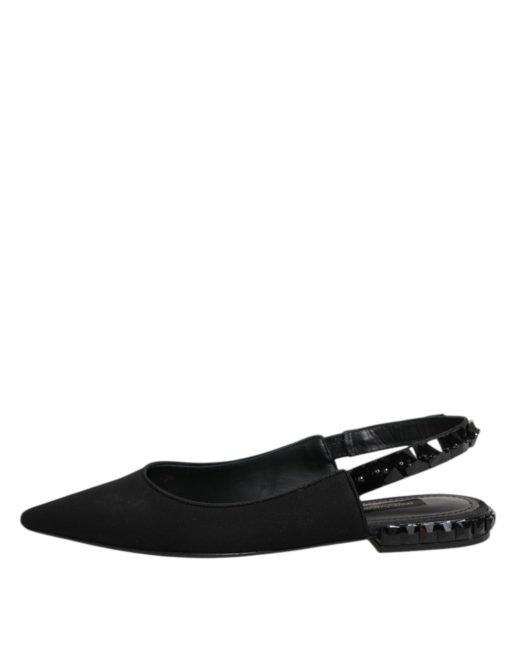 Black Crystal Charmeuse Slingback Shoes