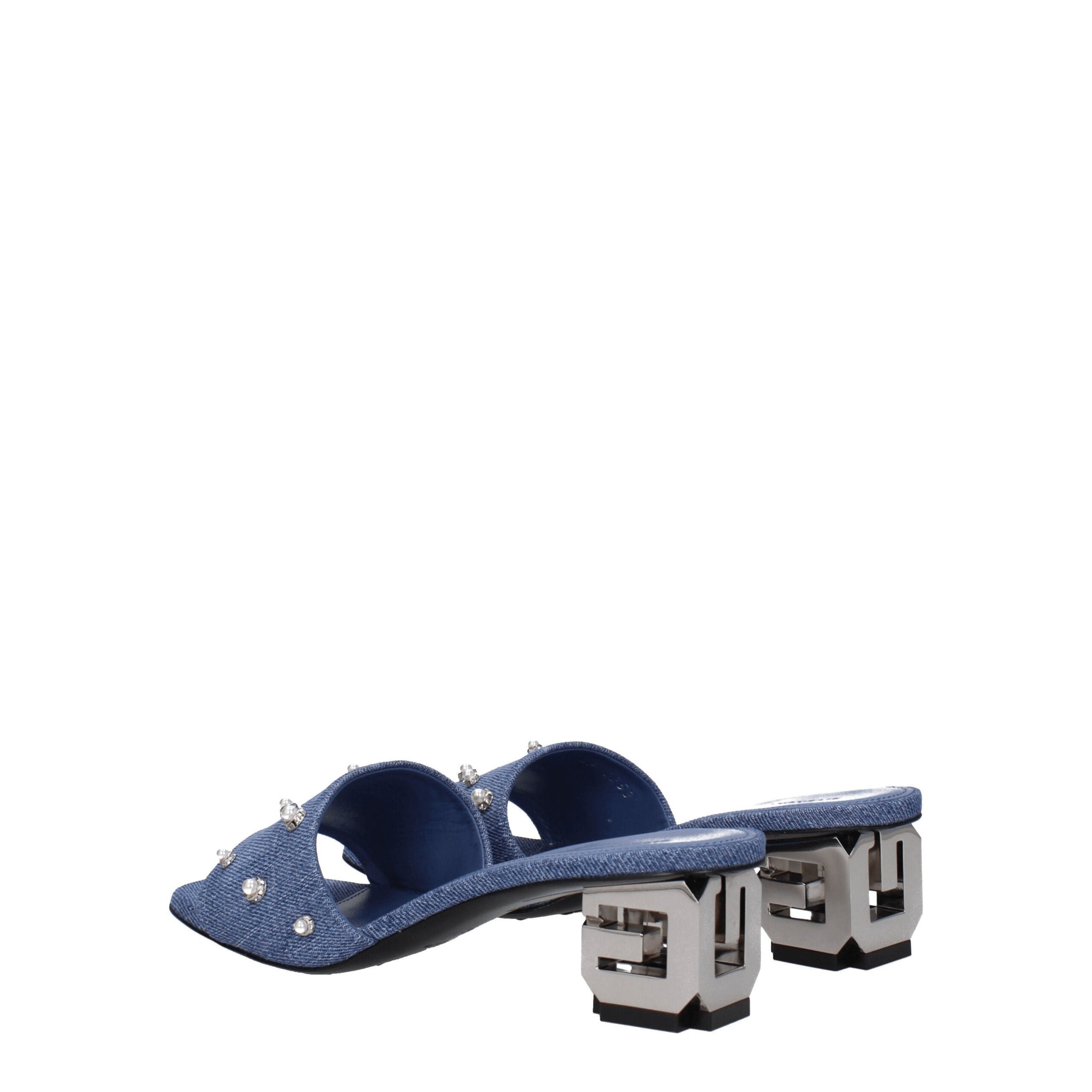 Blaue Stoff-Sandalen