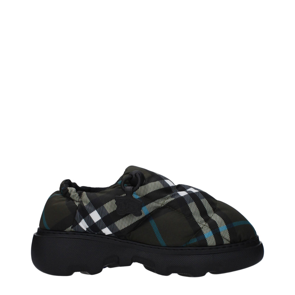 Green Fabric Slip-On Loafers