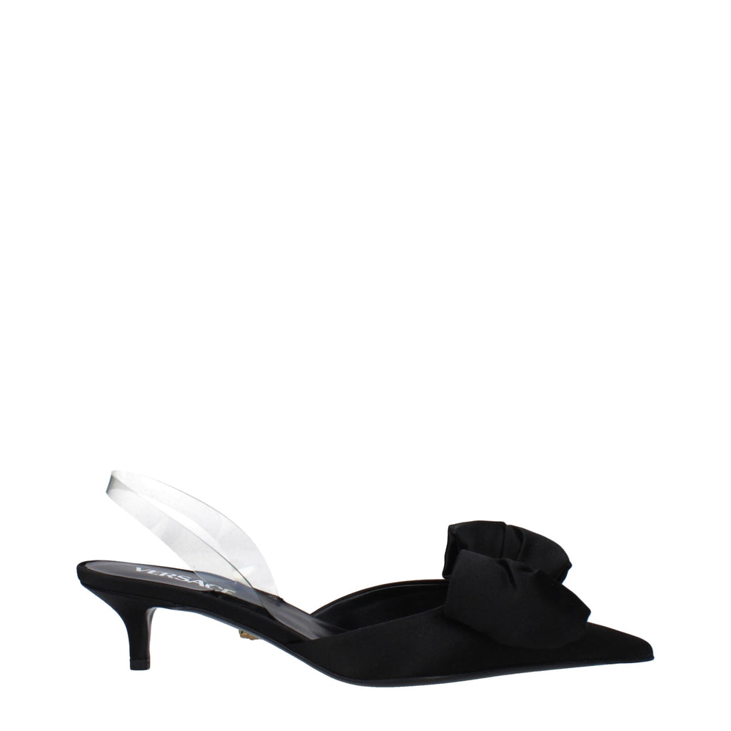 Black Satin Flat Sandals