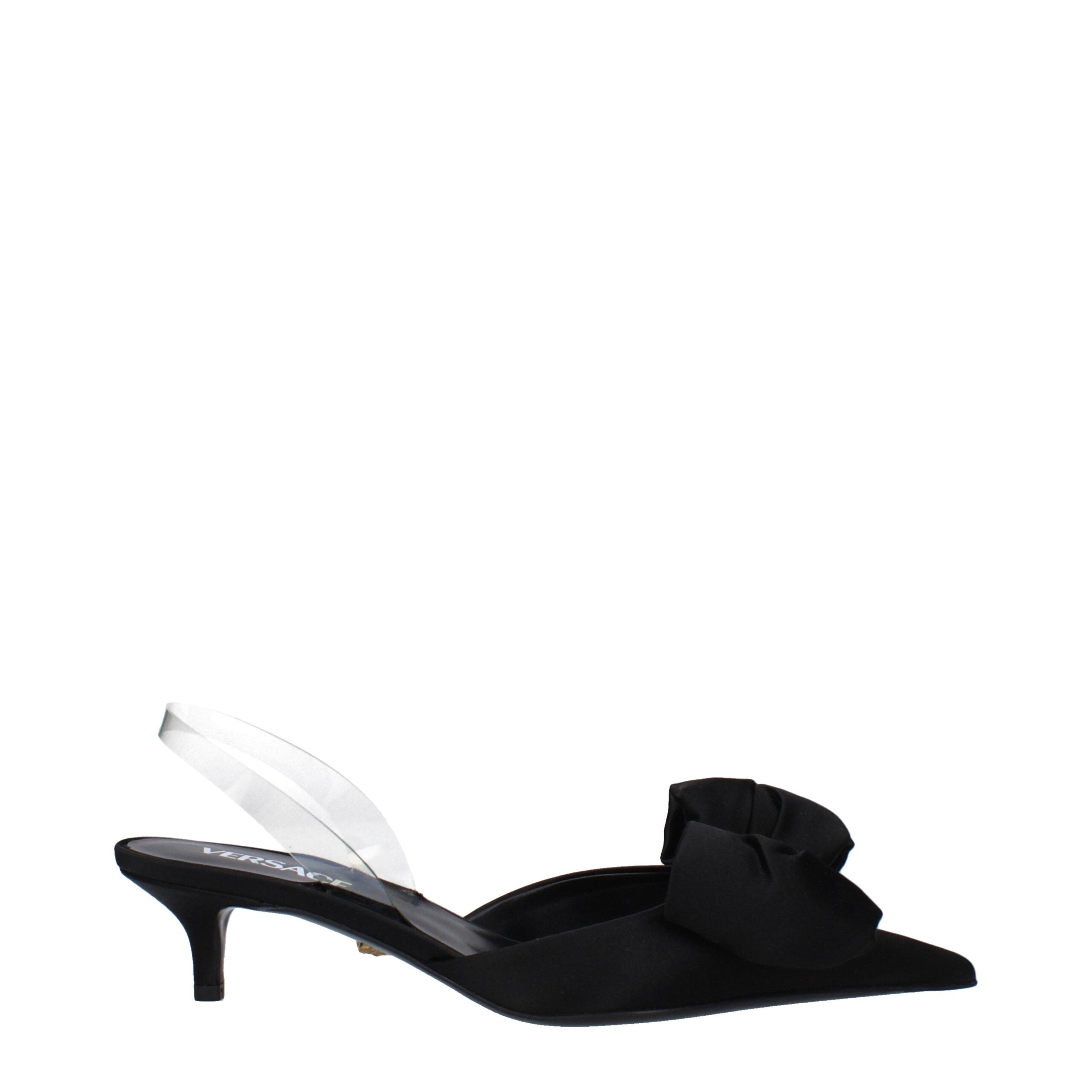Black Satin Flat Sandals