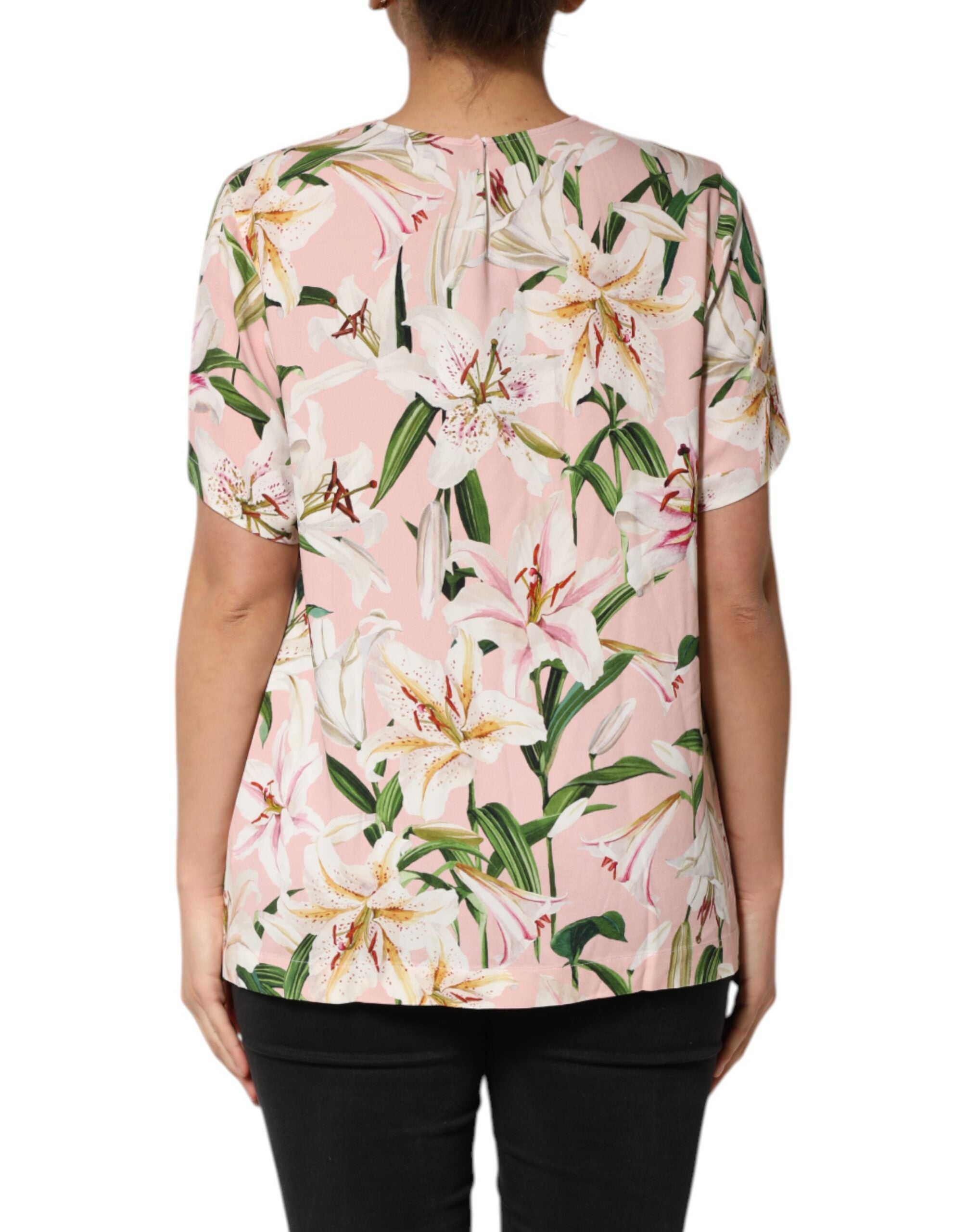 Pink Lily Printed Round Neck Blouse Top