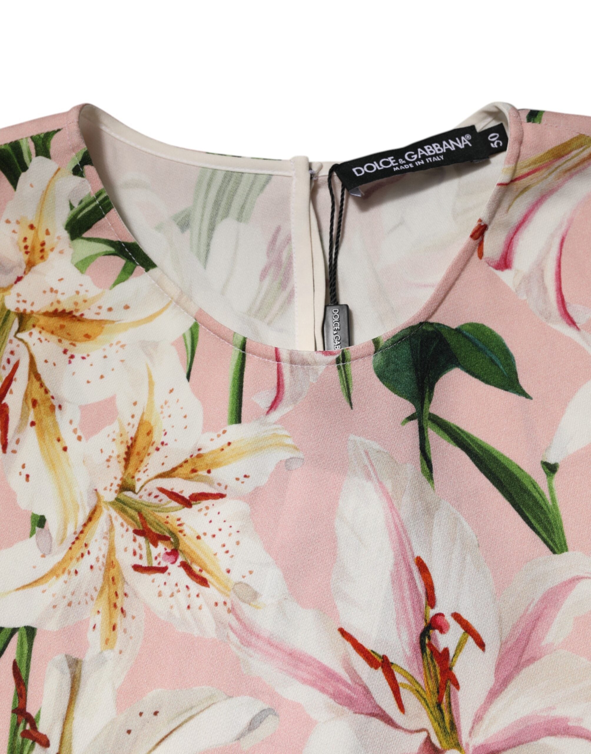 Pink Lily Printed Round Neck Blouse Top