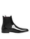 Black Chelsea Slip On Mid Calf Boots Shoes