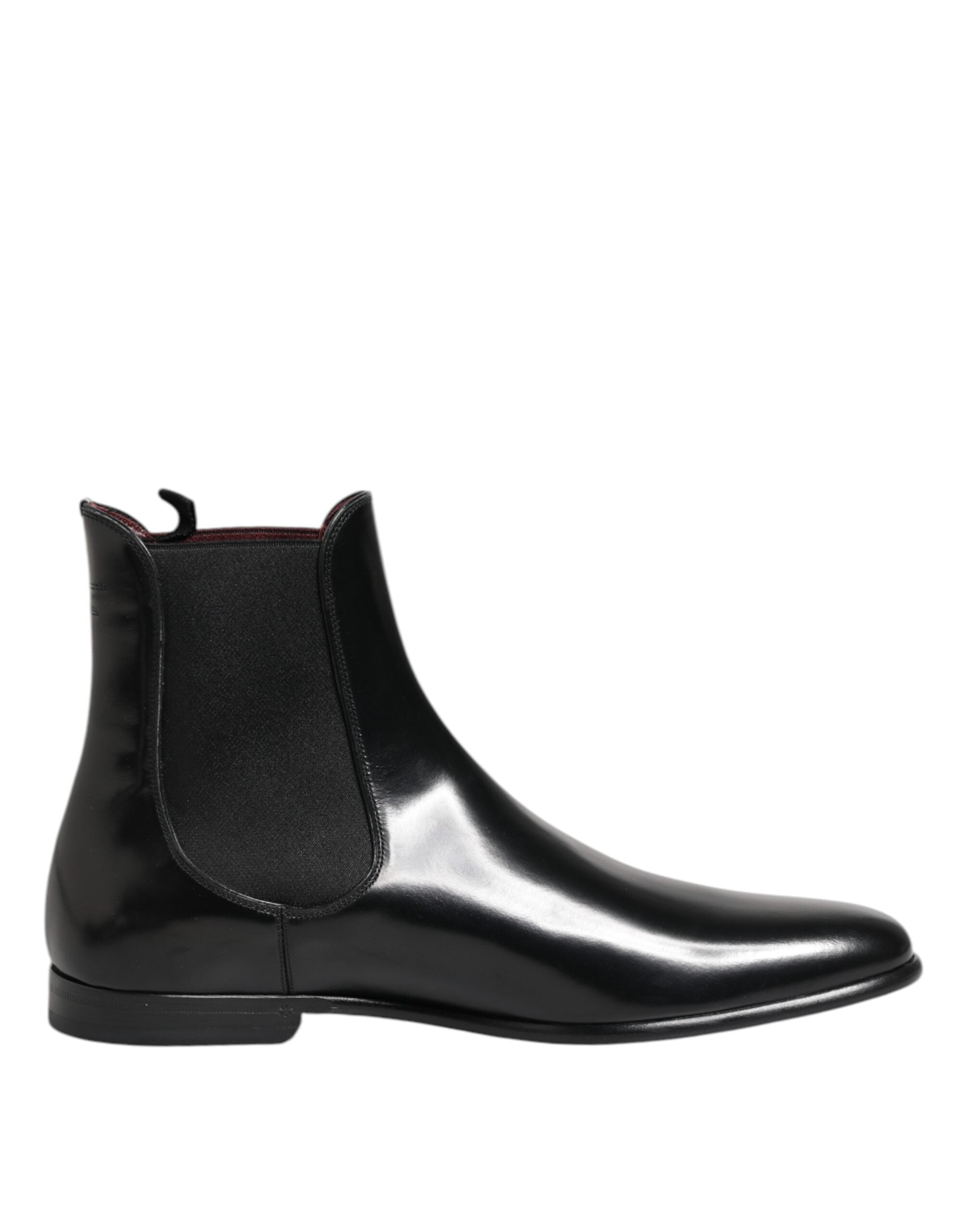 Black Chelsea Slip On Mid Calf Boots Shoes