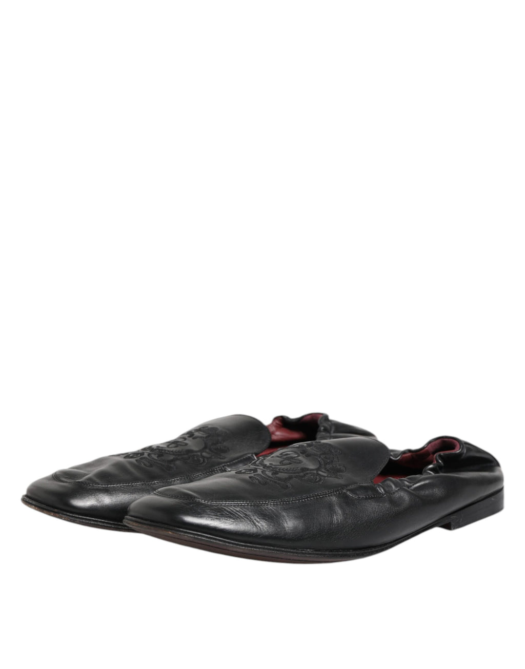 Black Leather Slip On Men Flat Loafers Shoes
