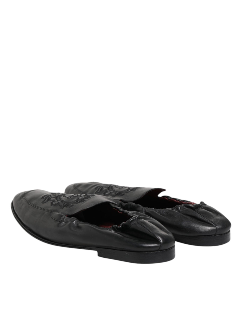 Black Leather Slip On Men Flat Loafers Shoes