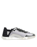Silver Black Nylon NS1 Low Top Sneakers Shoes