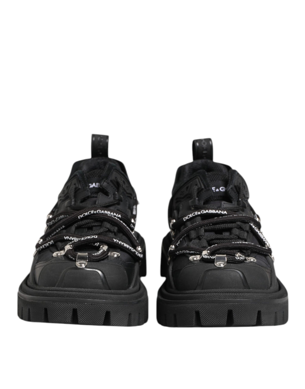 Black Low Top Lace Up Trekking Sneakers Shoes