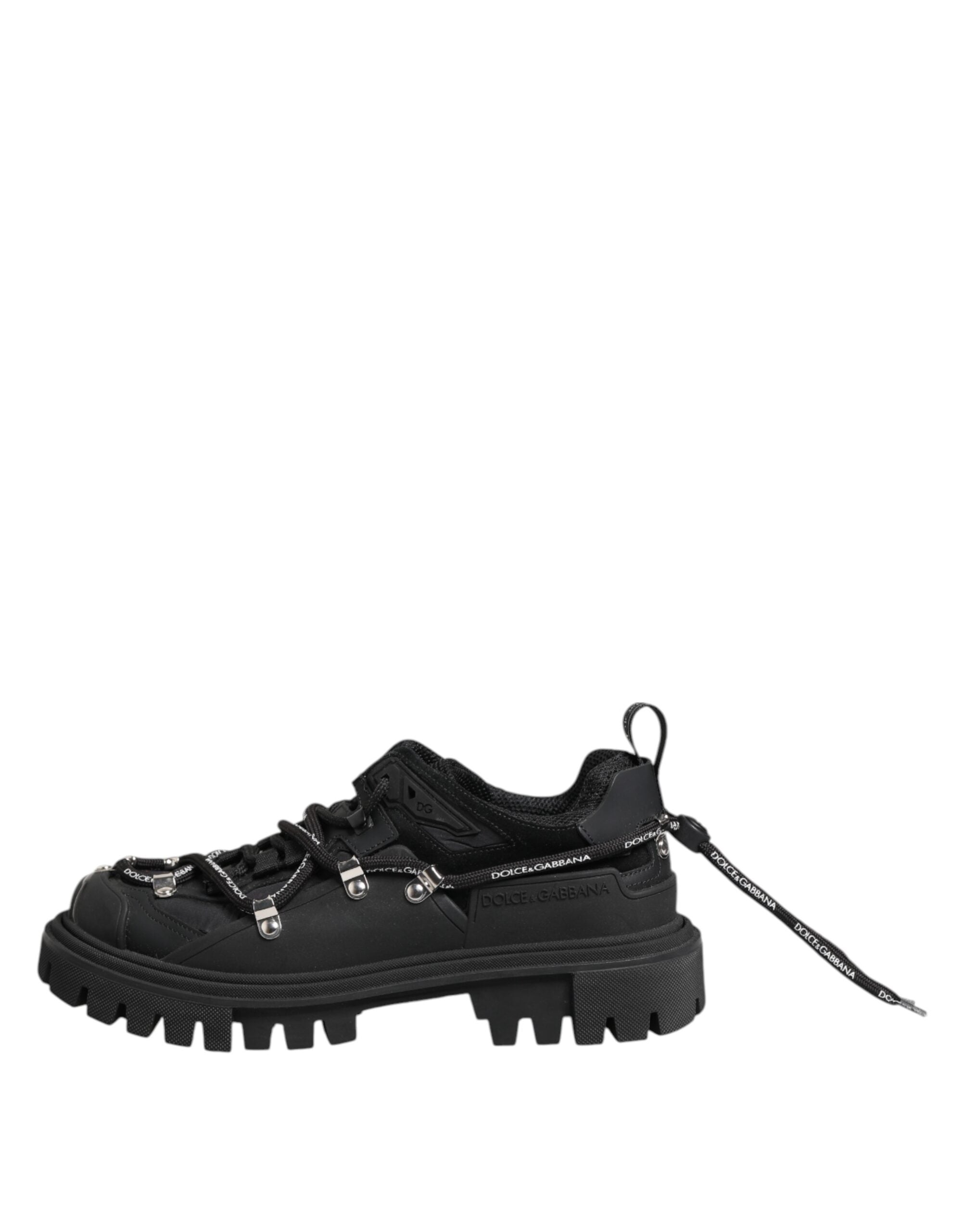 Black Low Top Lace Up Trekking Sneakers Shoes