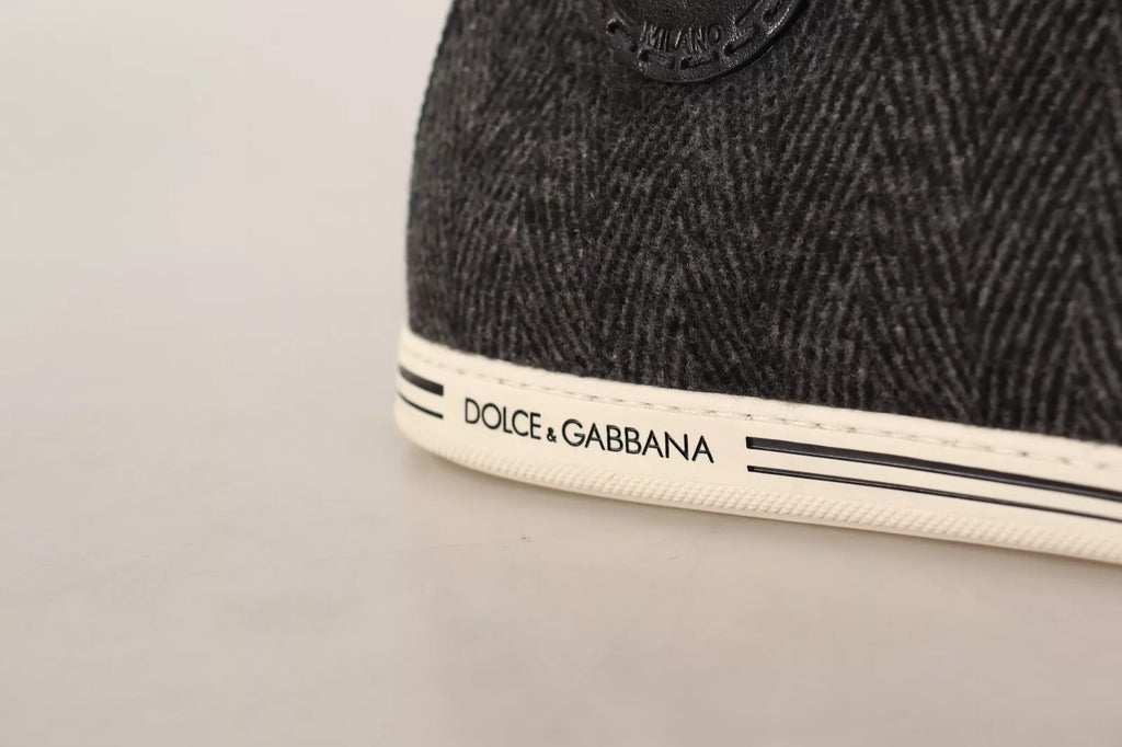 Gray Wool Cotton Casual High Top Sneakers