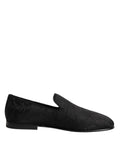 Black Floral Brocade Loafers Men Dress Shoes
