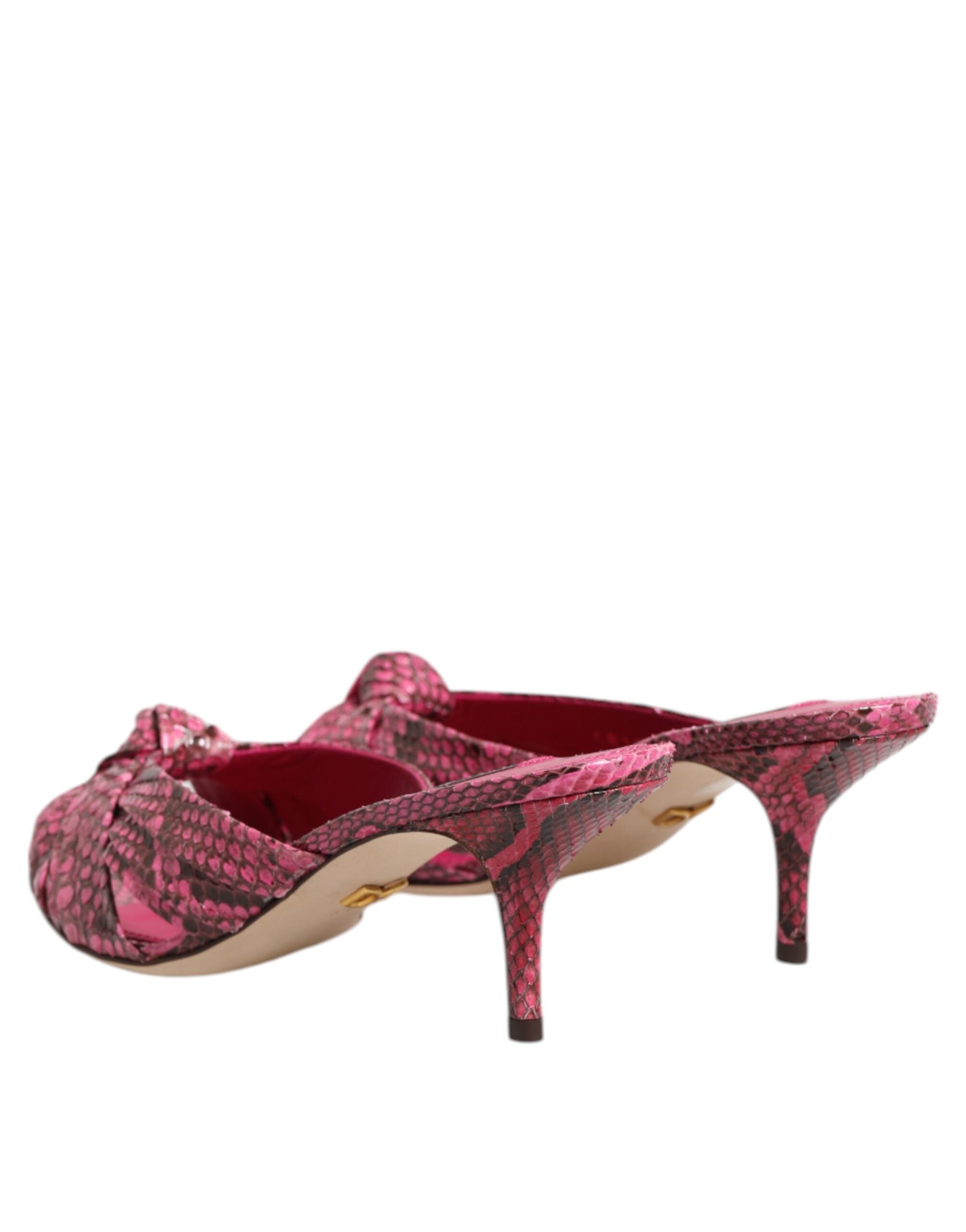 Pink Leather Heels Slides Sandals Shoes