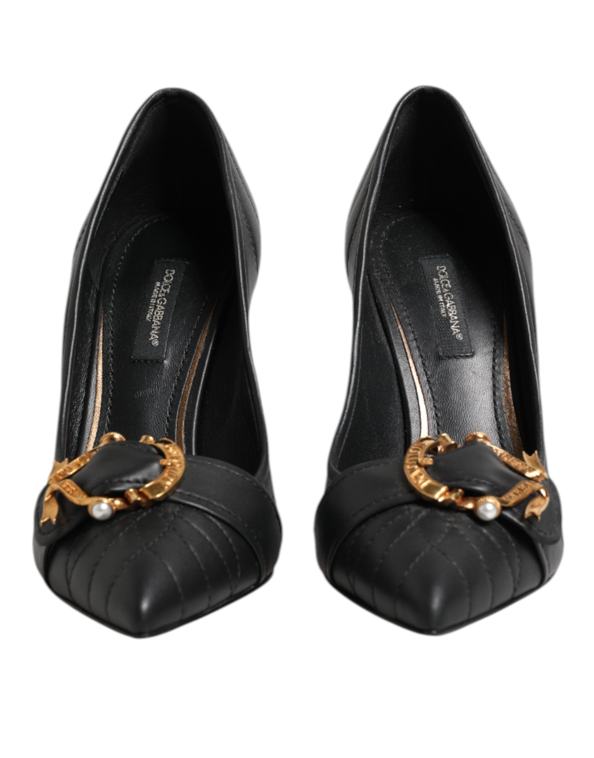 Black Devotion Leather Heels Pumps Shoes