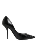 Black Leather Stiletto High Heels Pumps Shoes
