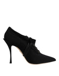 Black Lace Up Stiletto Heels Pumps Shoes