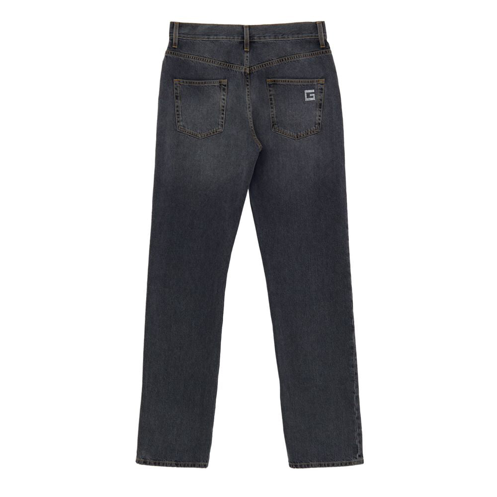 Gray Cotton Relaxed Fit Jeans