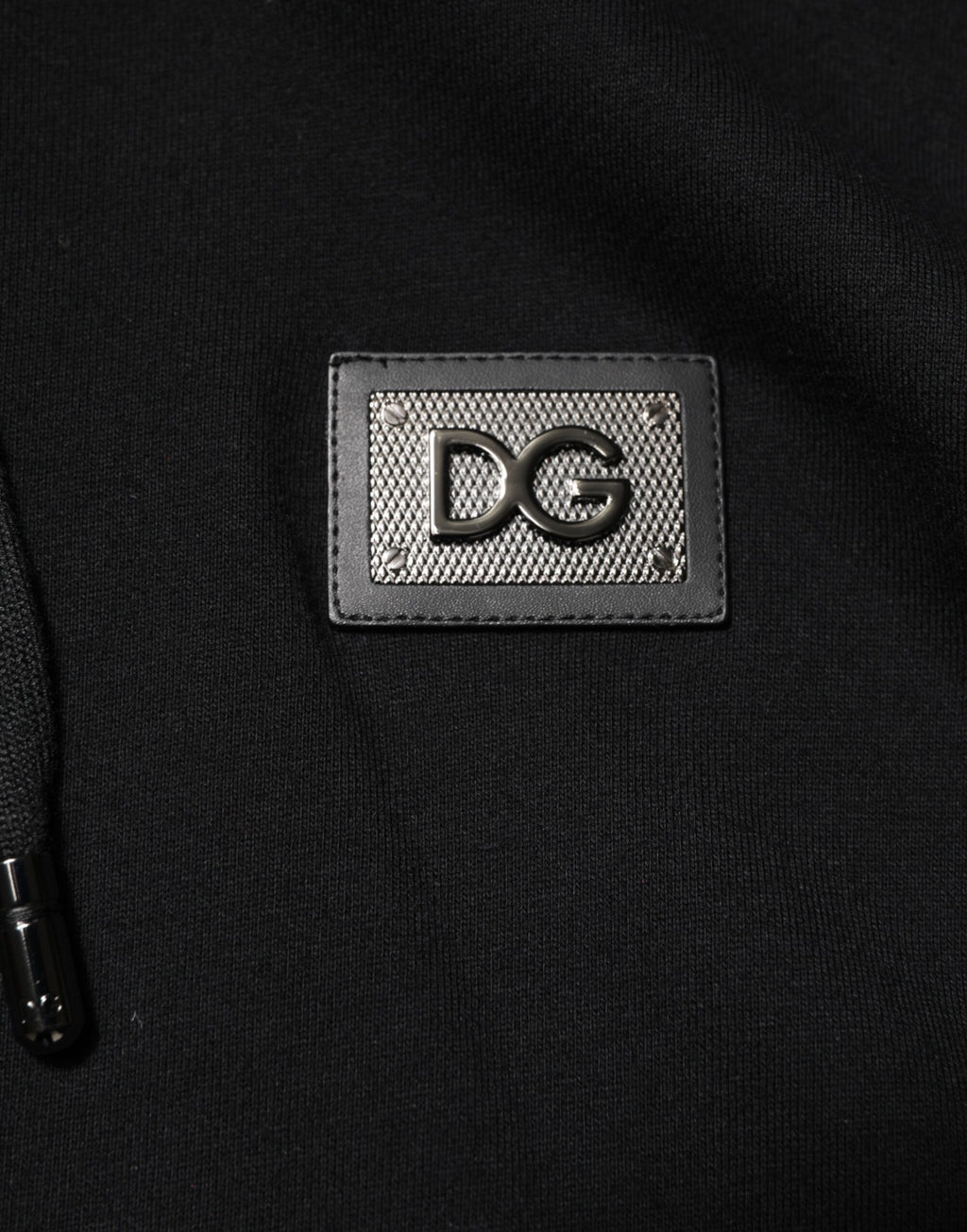 Black Cotton Plaque Track Cardigan Sweater