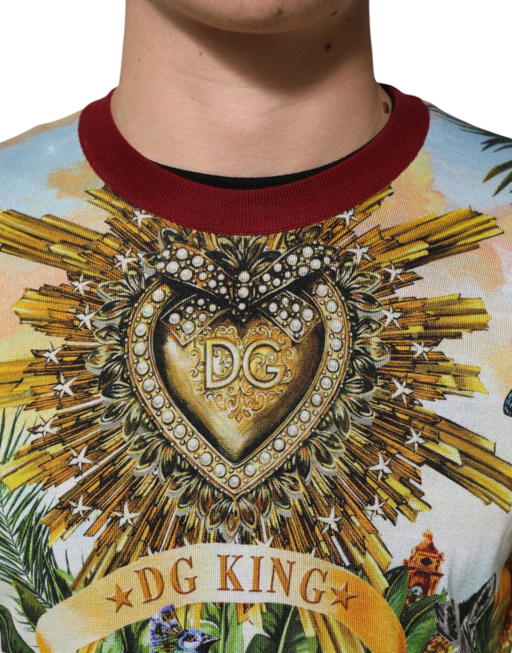 Tropical Heart Crown Silk Pullover Sweater
