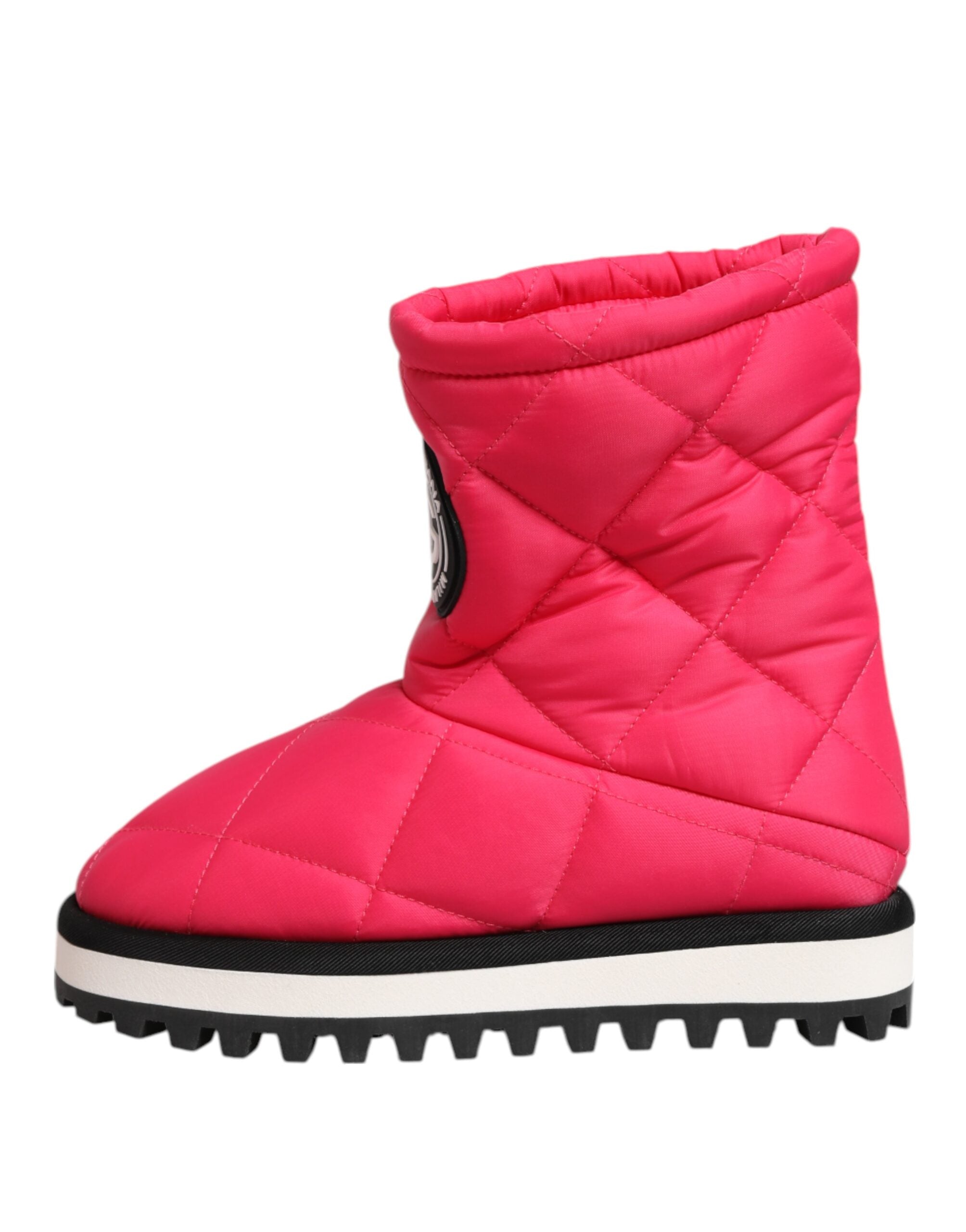 Pink White Viscose Padded Mid Calf Boots Shoes