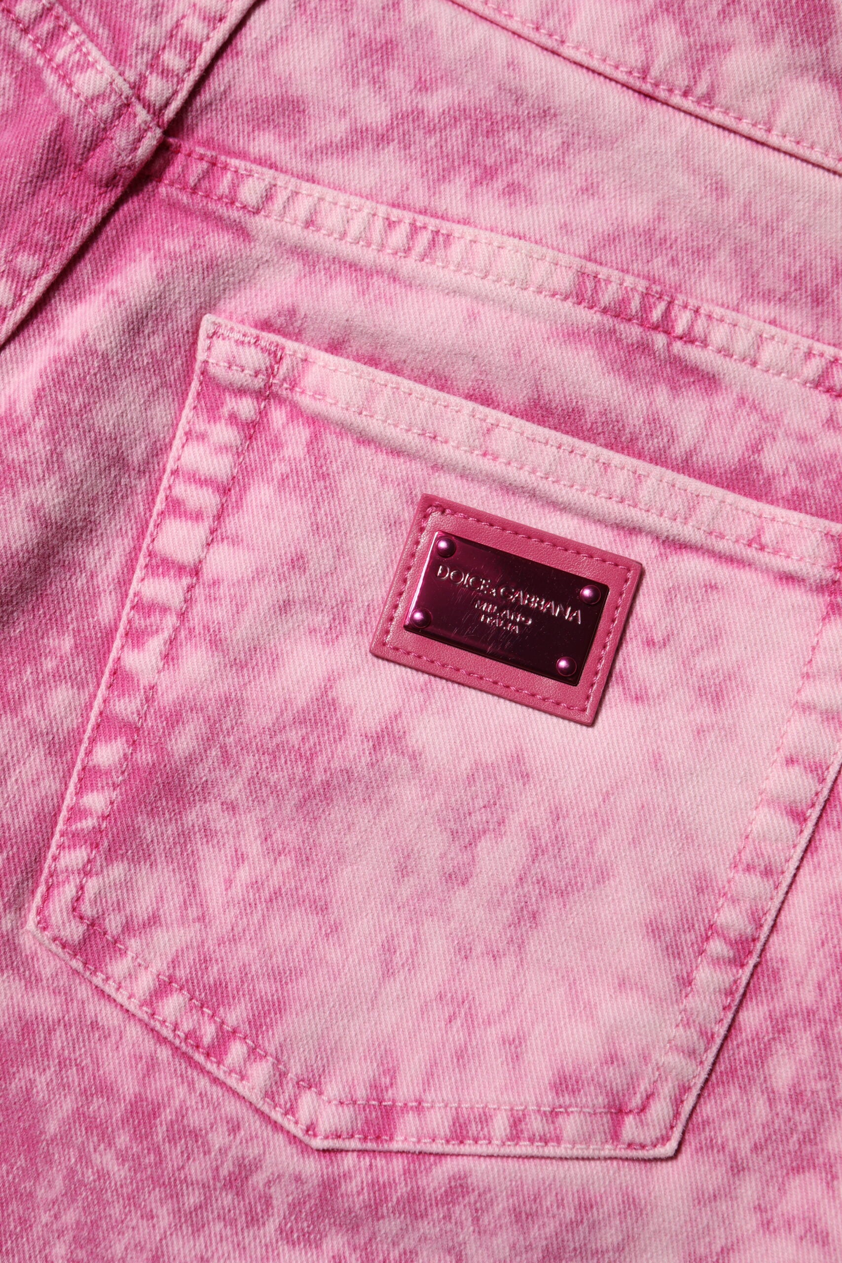 Pink Tie Dye High Waist Tapered Denim Jeans