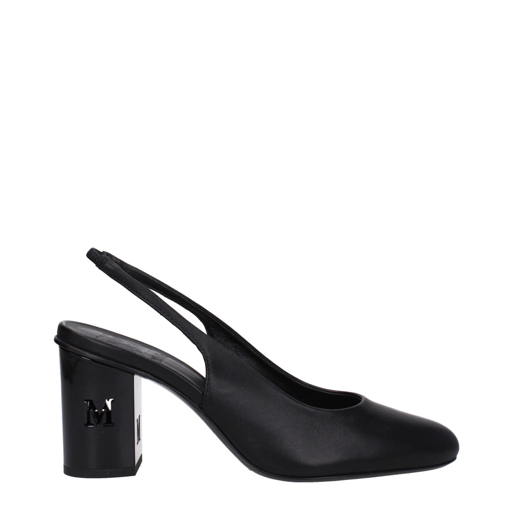 Black Leather High Heel Pumps