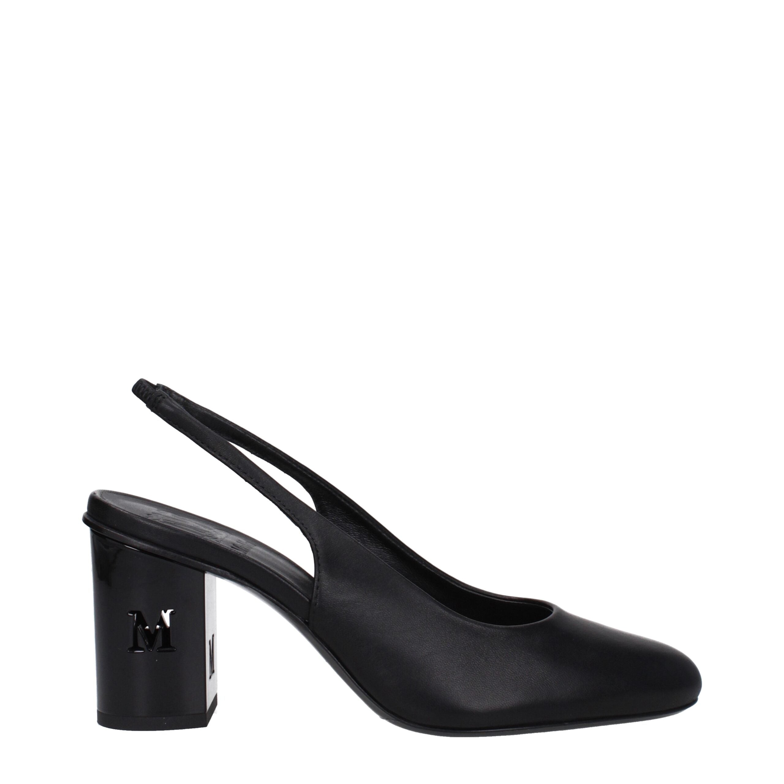 Black Leather High Heel Pumps
